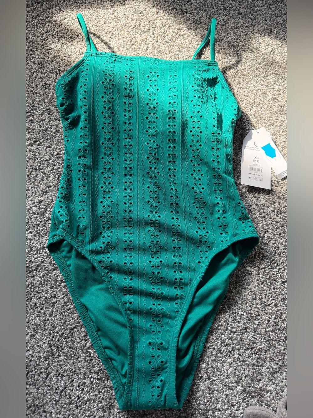 Green Eyelet One-Piece Swimsuit